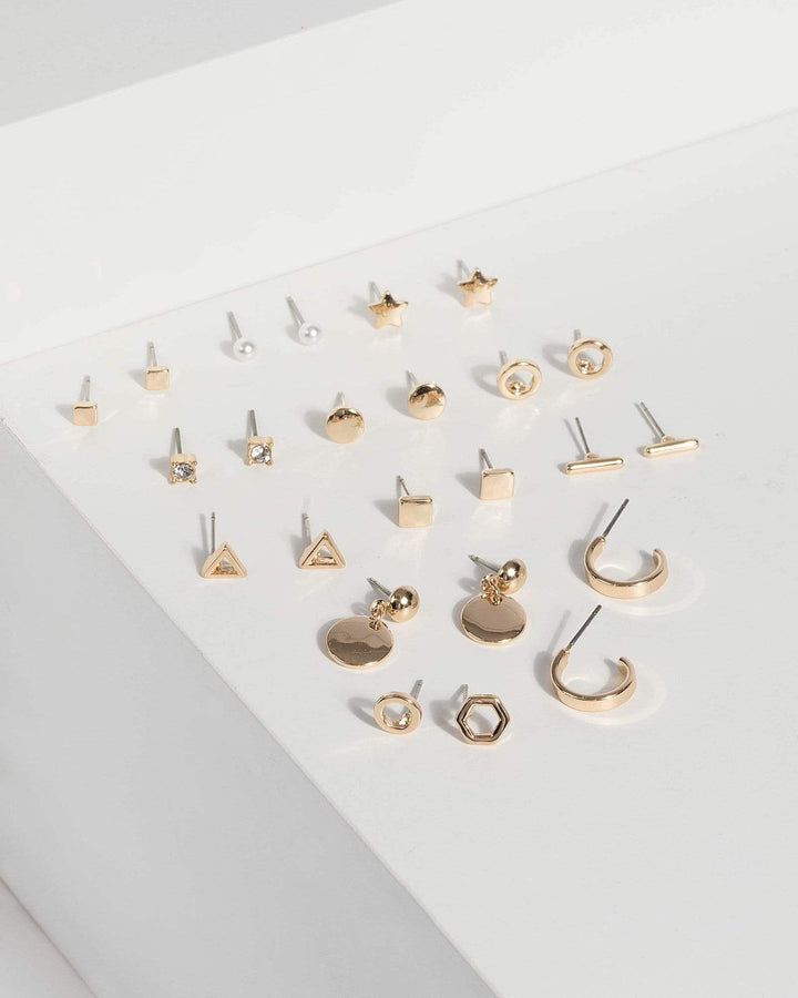 Gold Multi Shape Earrings | Earrings