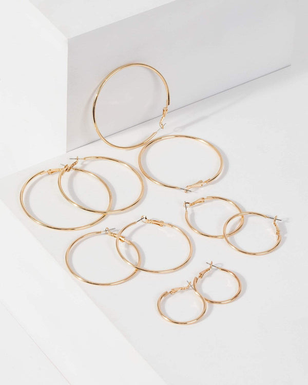 Gold Multi Size Fine Hoop Earrings | Earrings