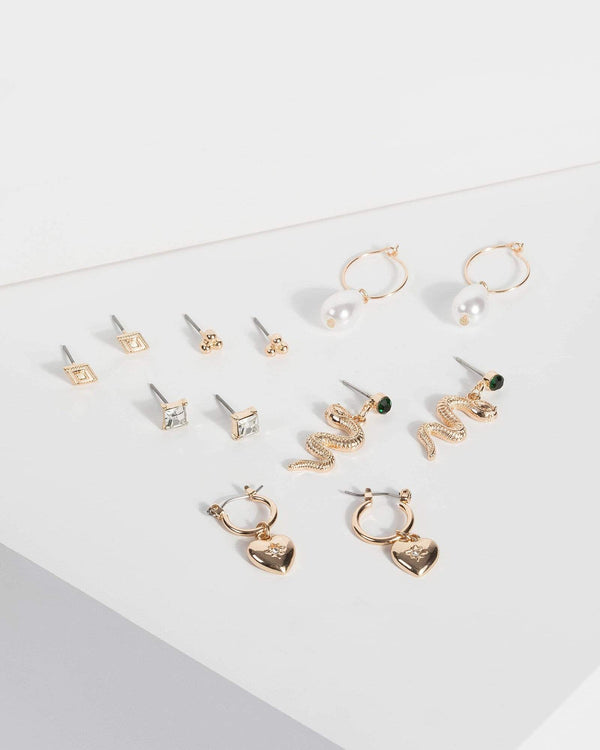 Gold Multi Snake Earring Set | Earrings