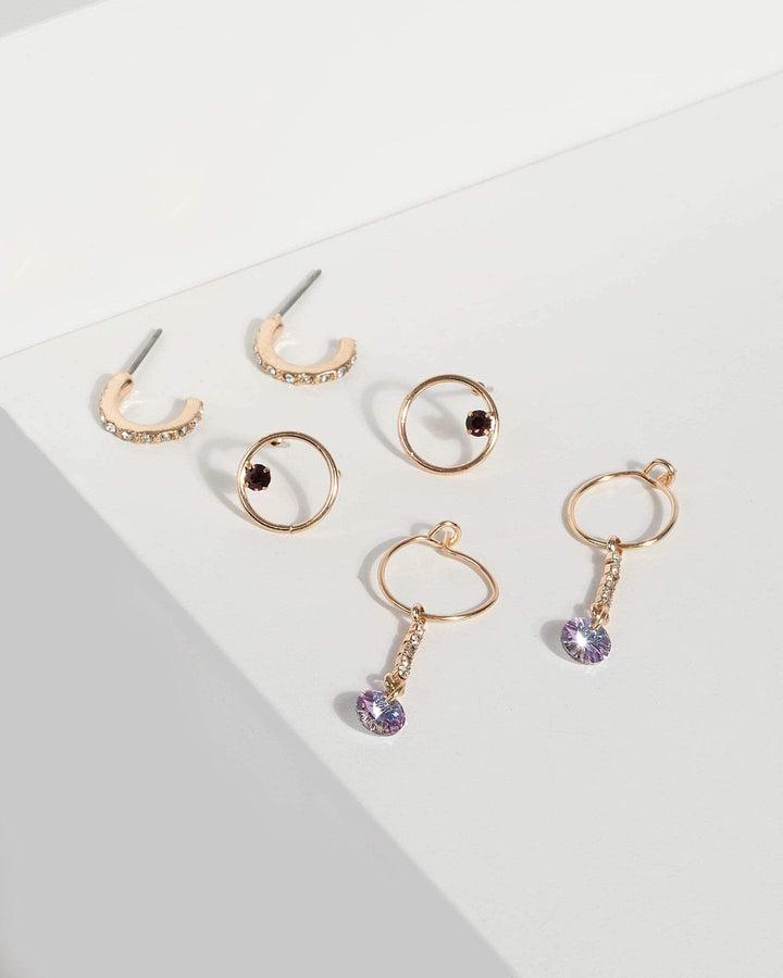 Gold Multi Stone Detail Earrings | Earrings