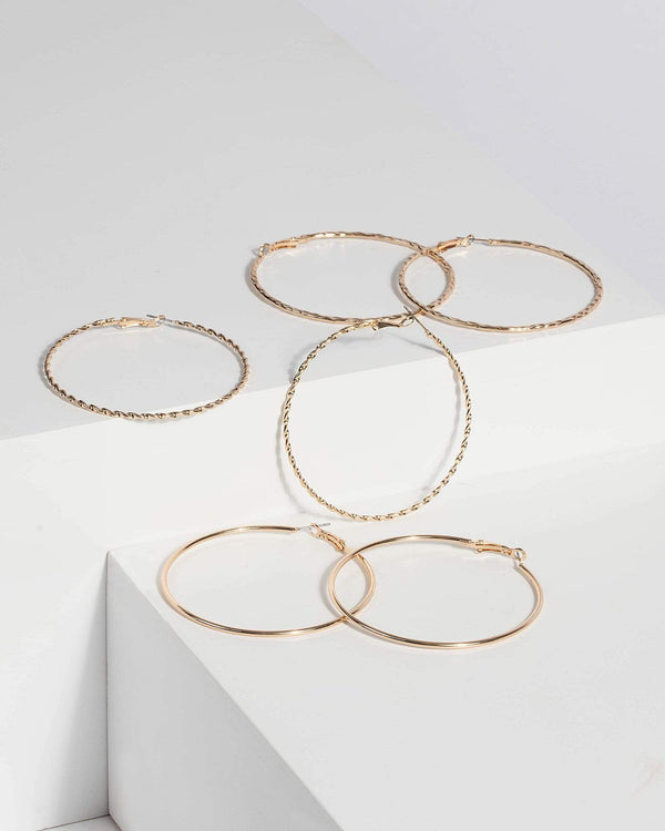 Gold Multi Textured Hoop Earrings | Earrings