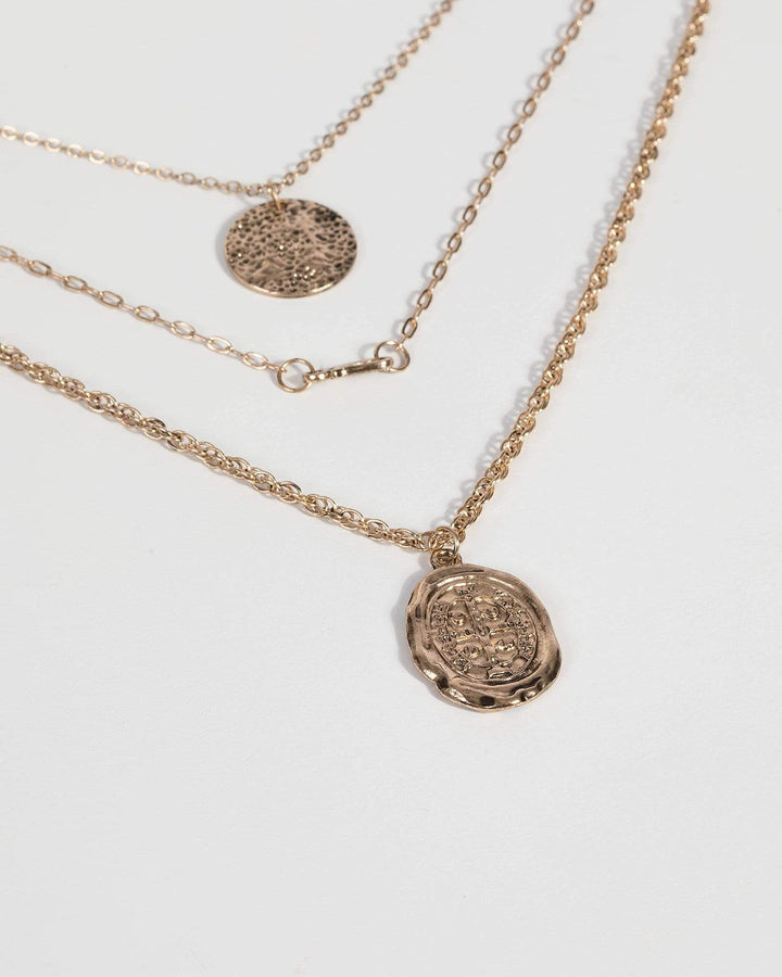 Gold Multi Textured Pendant Necklace | Necklaces