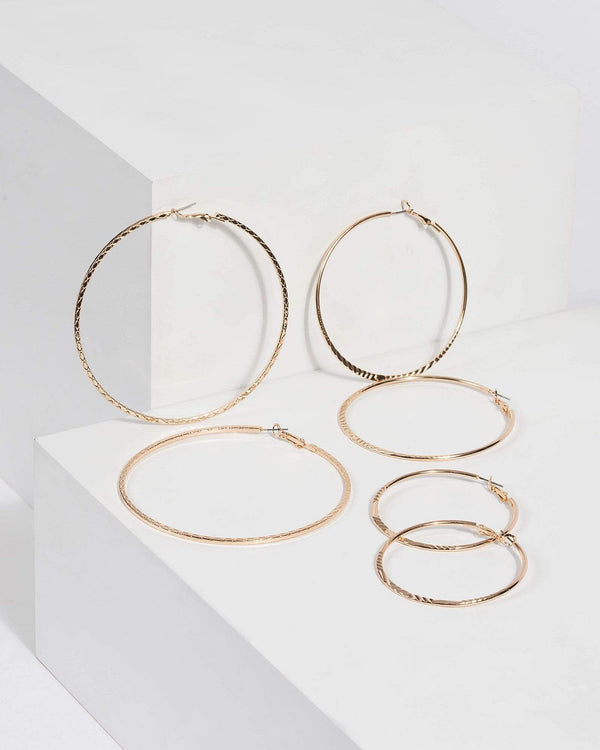 Gold Multi Thin Hoop Earrings | Earrings