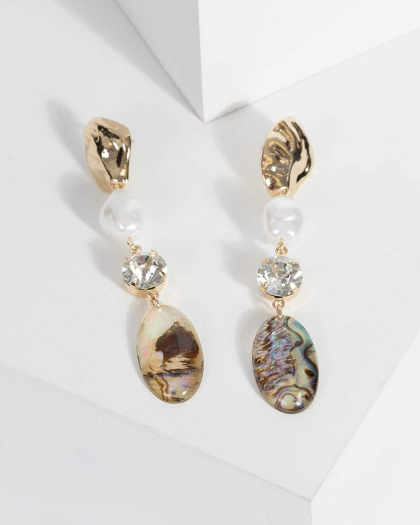 Gold Organic Bead Drop Earrings | Earrings