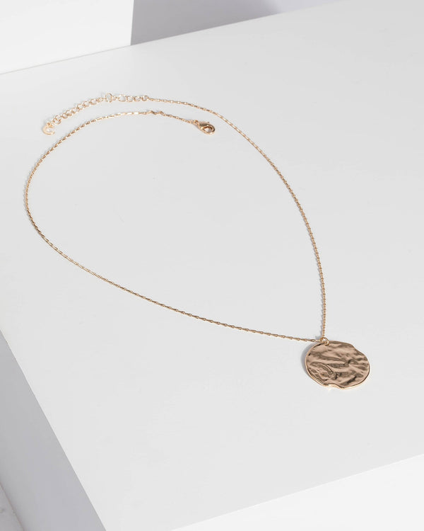 Gold Organic Disc Drop Necklace | Necklaces