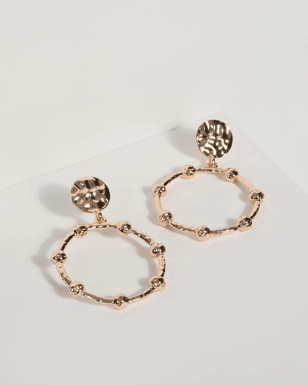 Gold Organic Drop Beaded Earrings | Earrings