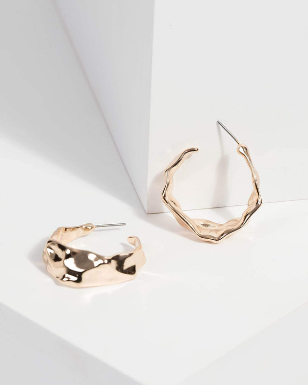 Gold Organic Metal Hoop Earrings | Earrings