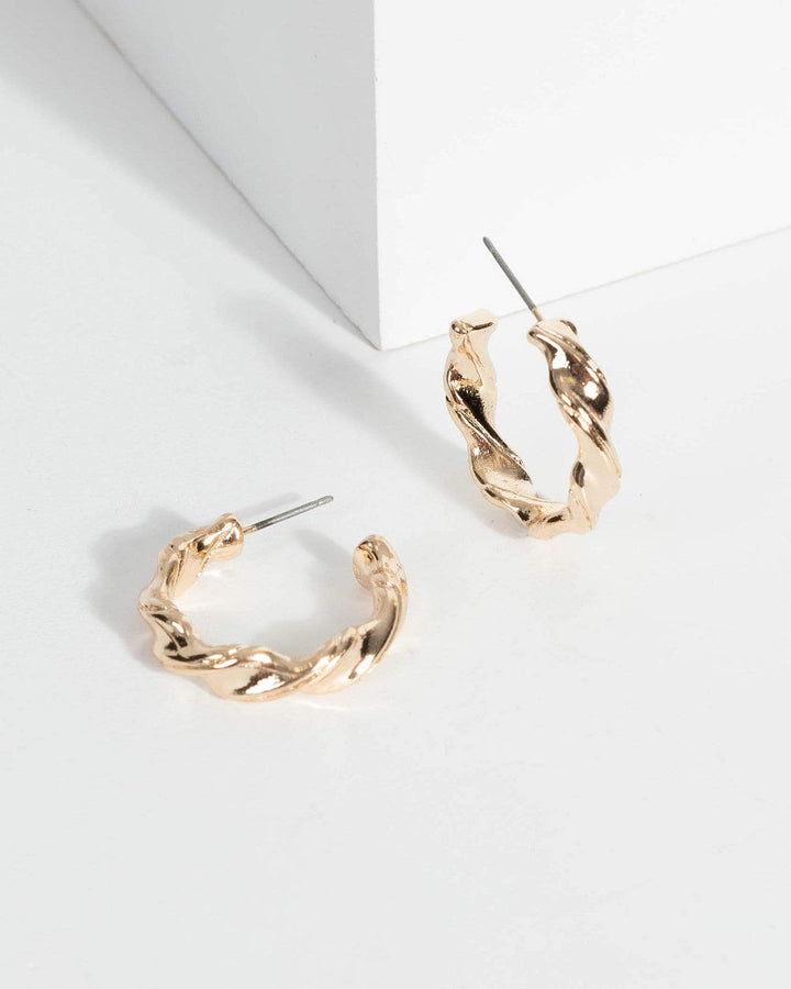 Gold Organic Metal Hoop Earrings | Earrings