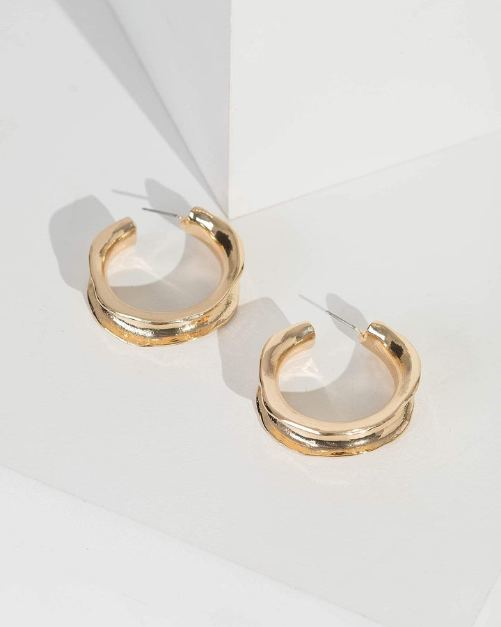Colette by Colette Hayman Gold Organic Metal Hoop Earrings
