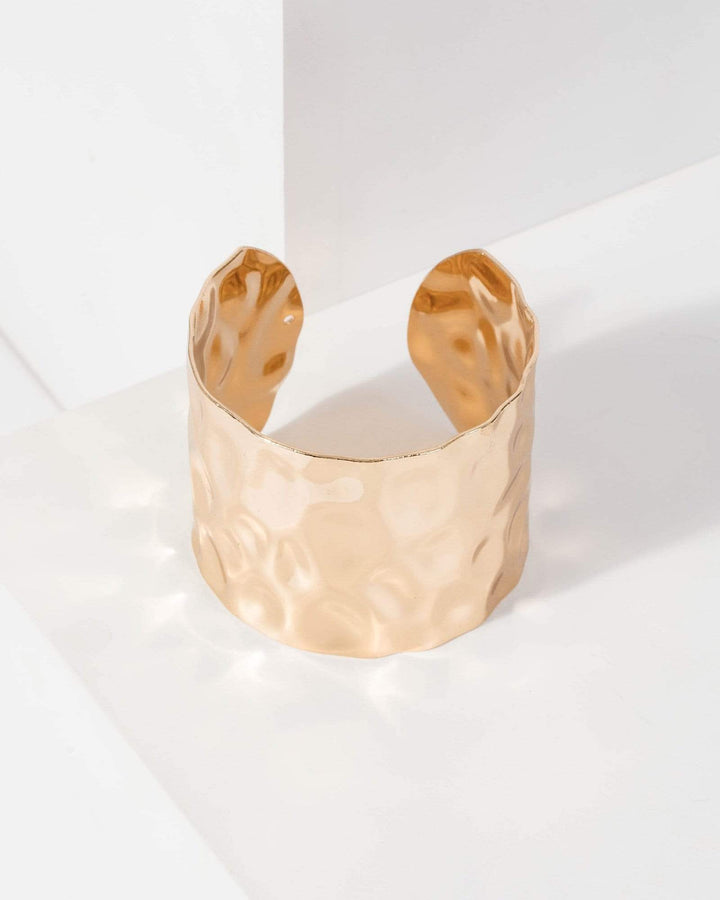 Gold Organic Metal Large Cuff Bracelet | Wristwear
