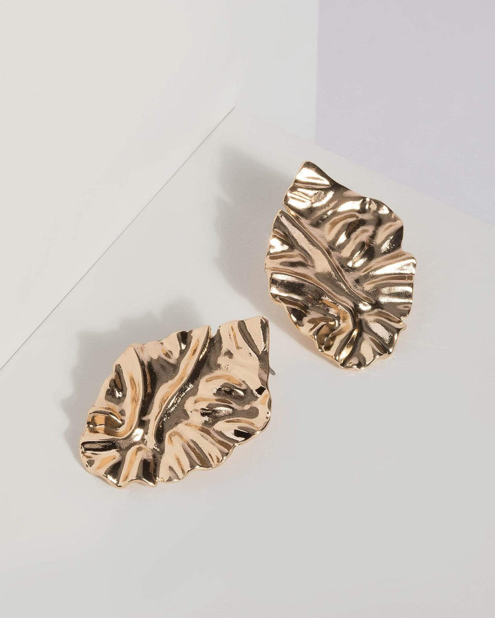 Gold Organic Metal Stud Earrings | Earrings
