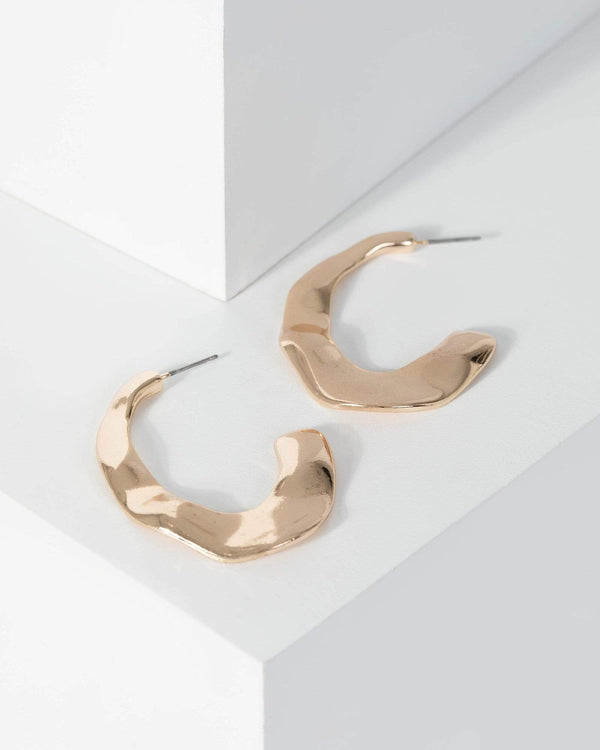 Gold Organic Oval Hoop Earrings | Earrings