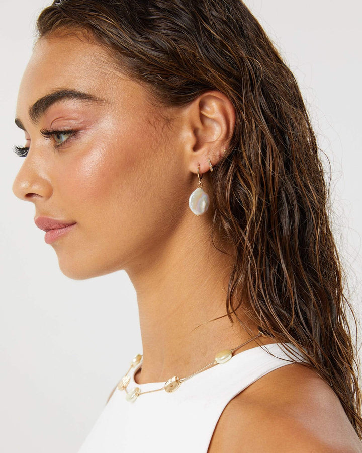 Gold Organic Pearl Detail Drop Earrings | Earrings