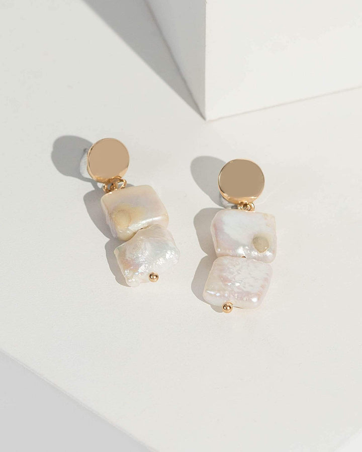 Gold Organic Pearl Drop Earrings | Earrings