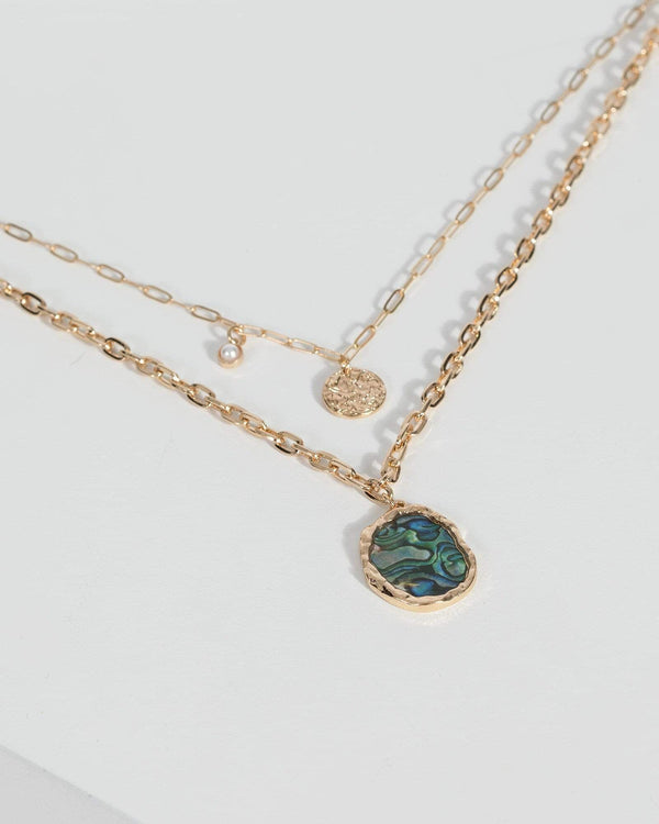 Gold Organic Pendant 2 Layer Necklace | Necklaces