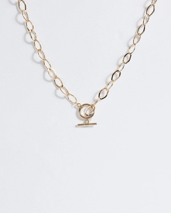 Gold Oval Link Chunky Chain Necklace | Necklaces