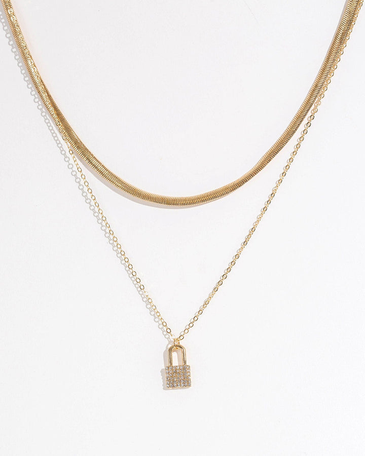 Colette by Colette Hayman Gold Padlock Chain Layered Necklace