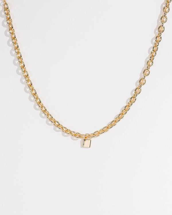 Colette by Colette Hayman Gold Padlock Rolo Chain Necklace