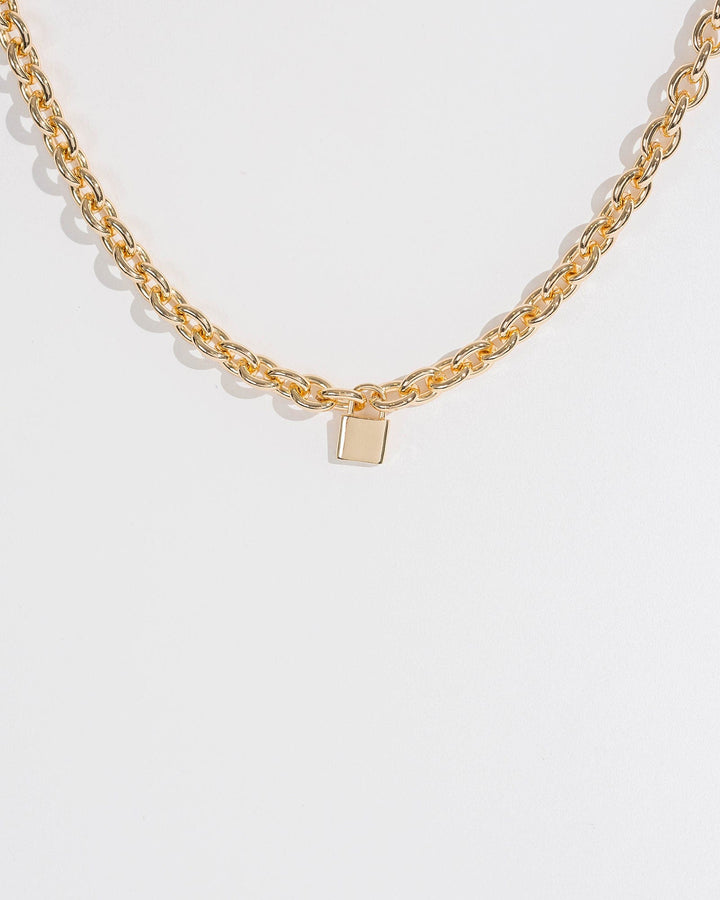 Colette by Colette Hayman Gold Padlock Rolo Chain Necklace