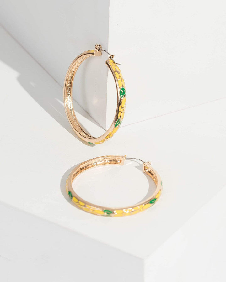 Colette by Colette Hayman Gold Painted Daisy Detail Hoop Earrings
