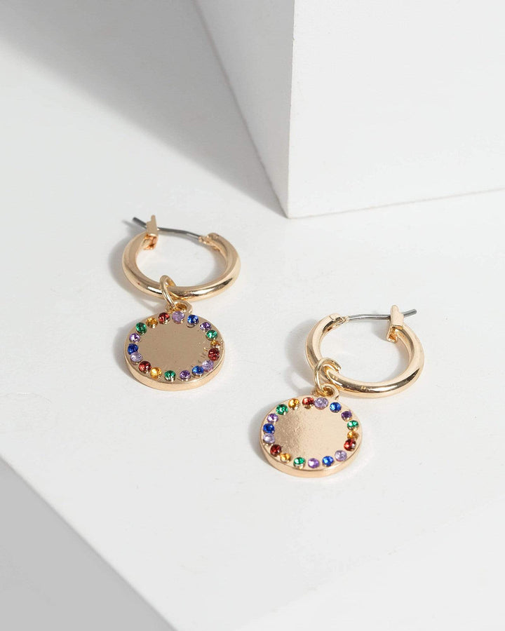 Gold Pave Circle Huggie Hoop Earrings | Earrings