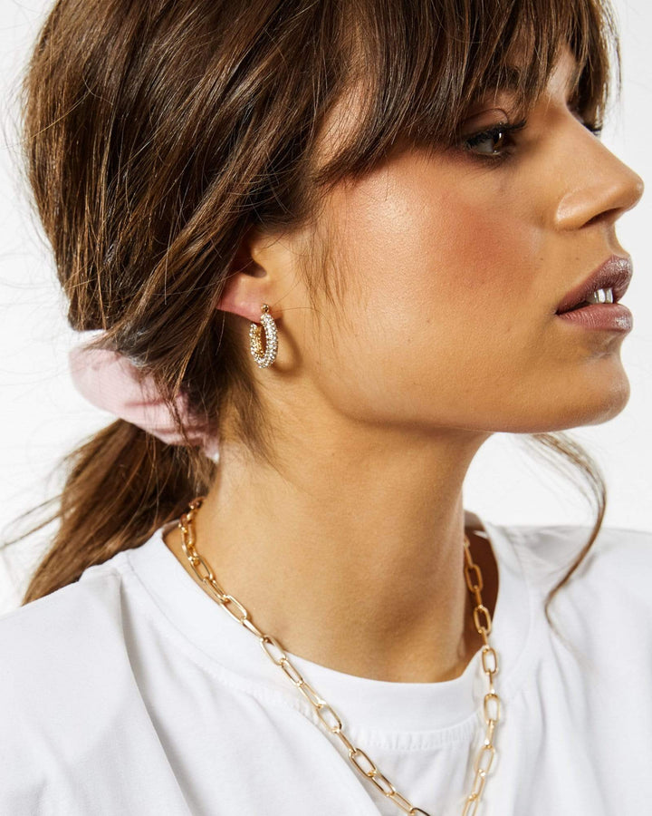 Gold Pave Covered Mini Hoop Earrings | Earrings