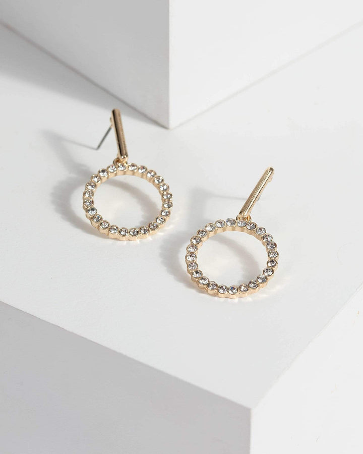 Gold Pave Drop Circle Earrings | Earrings