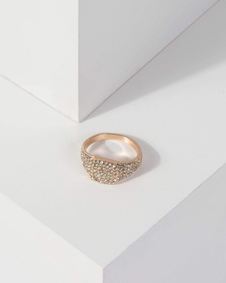 Gold Pave Square Band Ring | Rings