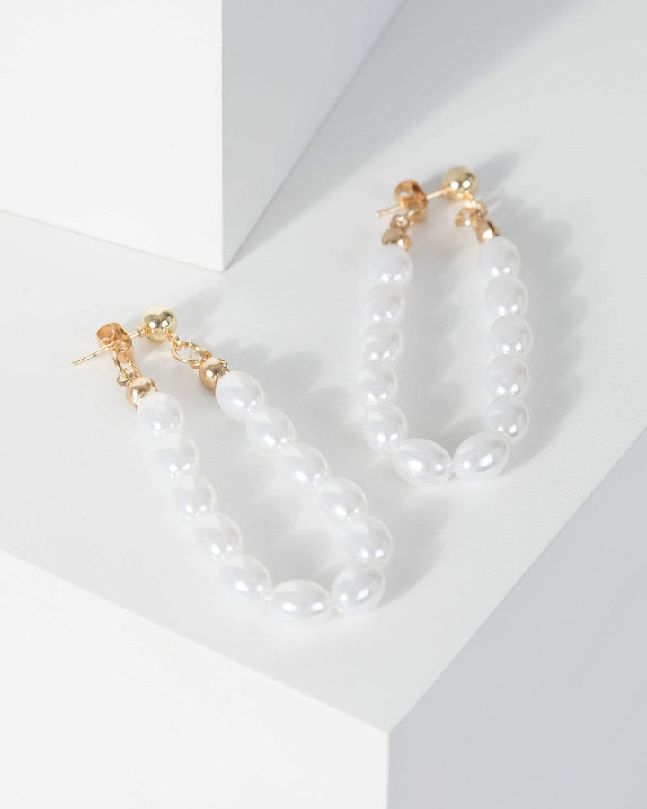 Gold Pearl And Bead Detail Round Earrings | Earrings