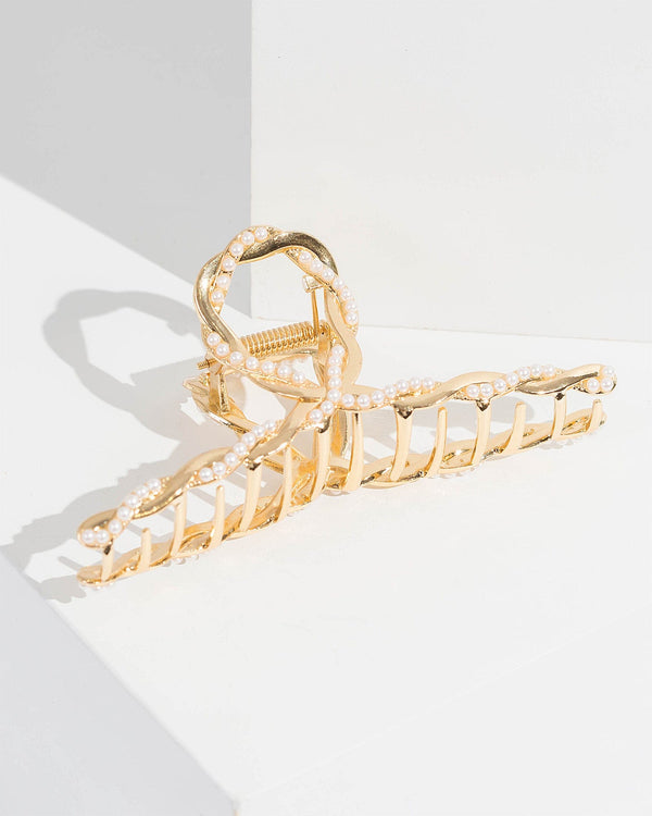 Colette by Colette Hayman Gold Pearl And Metal Loop Claw Clip