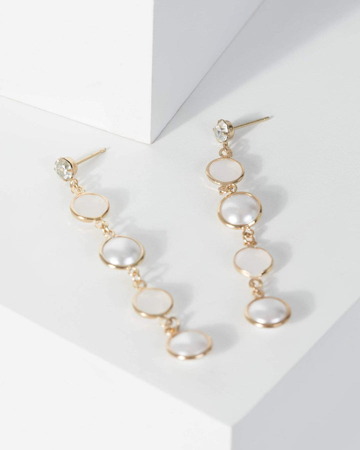 Gold Pearl And Resin Detail Drop Earrings | Earrings