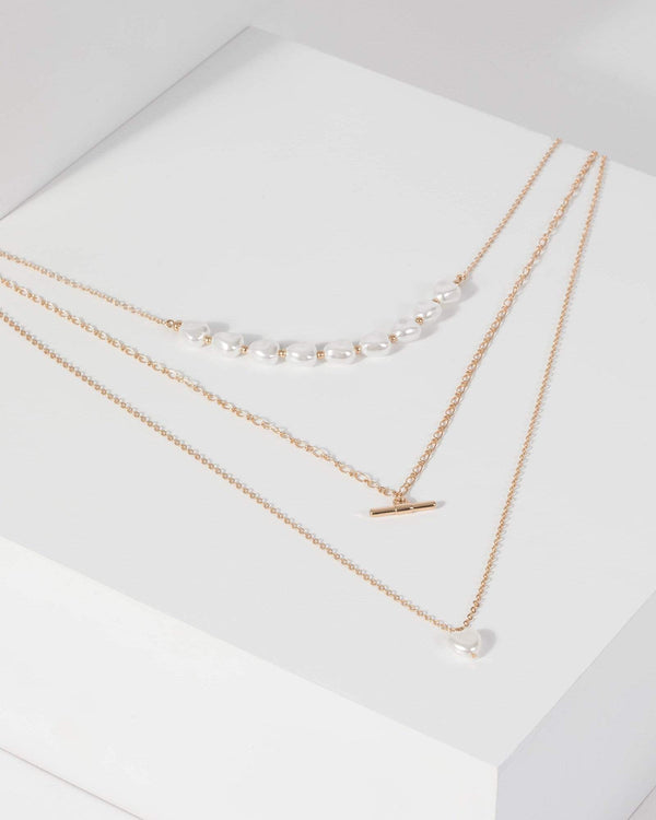 Gold Pearl Bead LayerNecklace | Necklaces
