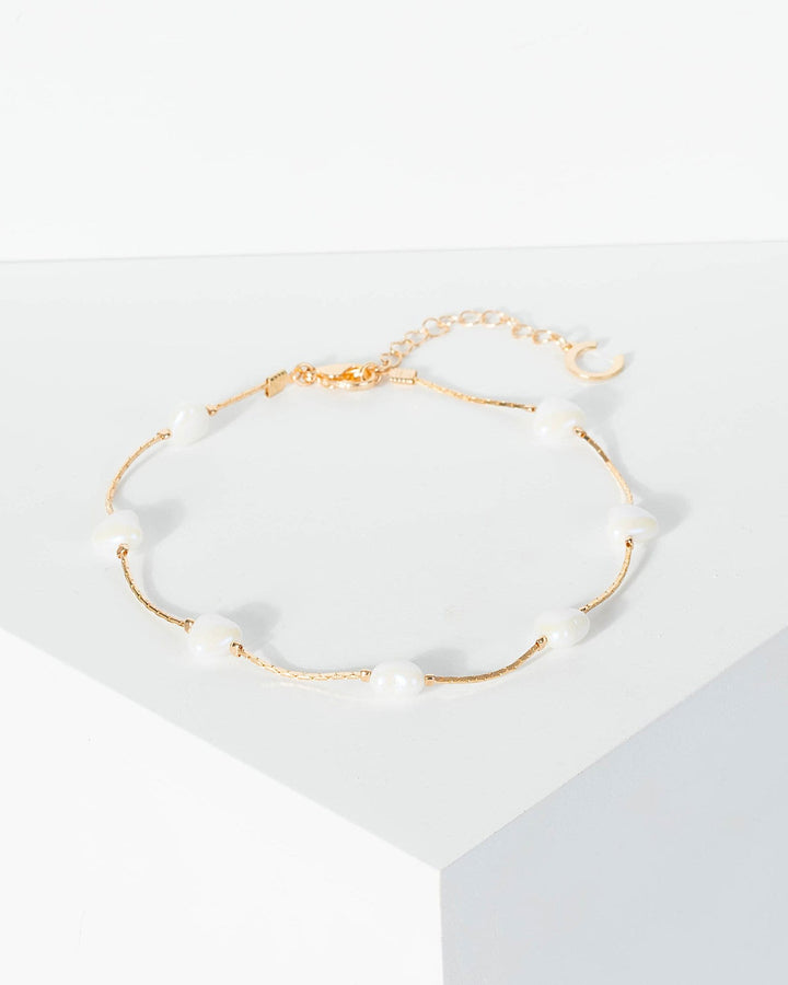 Gold Pearl Beaded Anklet | Accessories