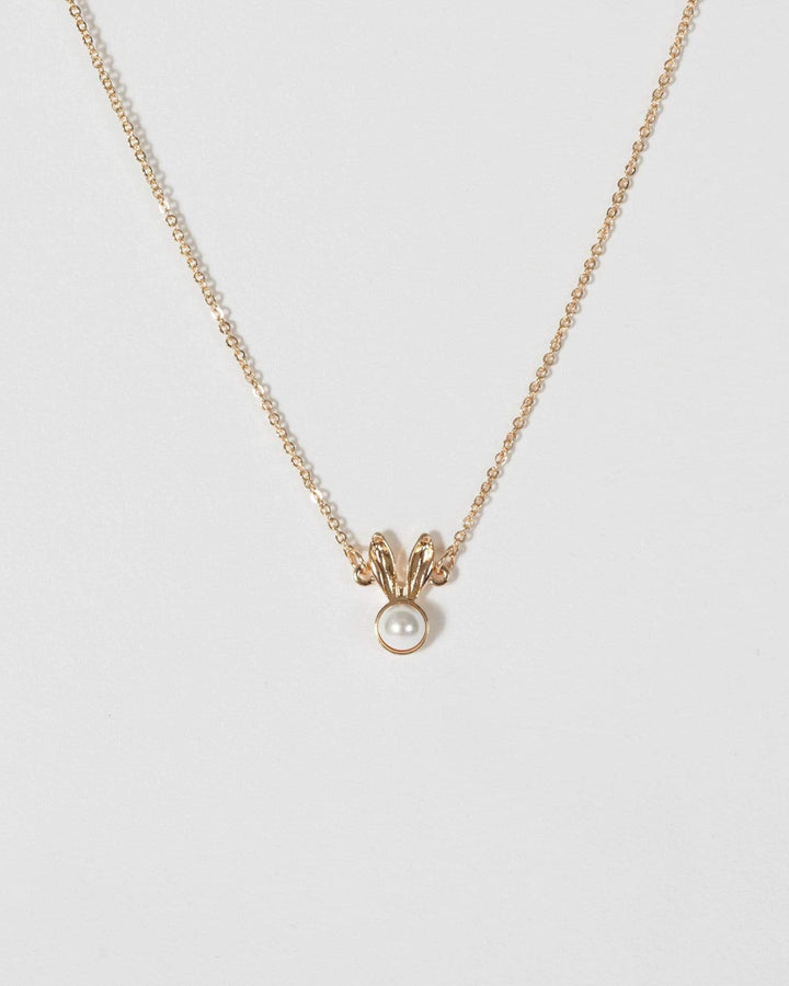 Gold Pearl Bunny Detail Necklace | Necklaces