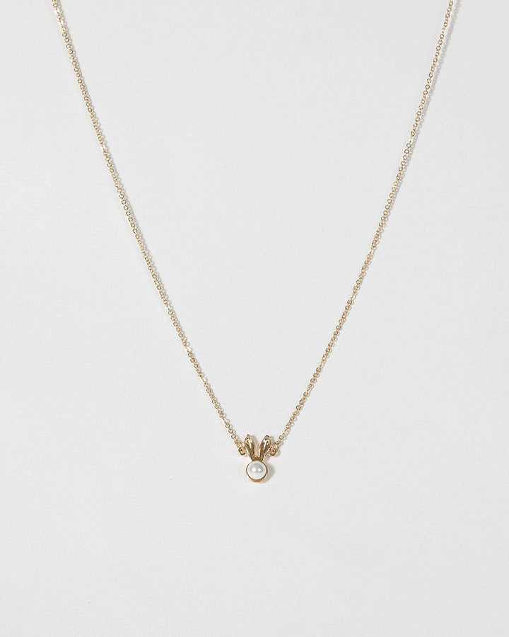 Gold Pearl Bunny Detail Necklace | Necklaces