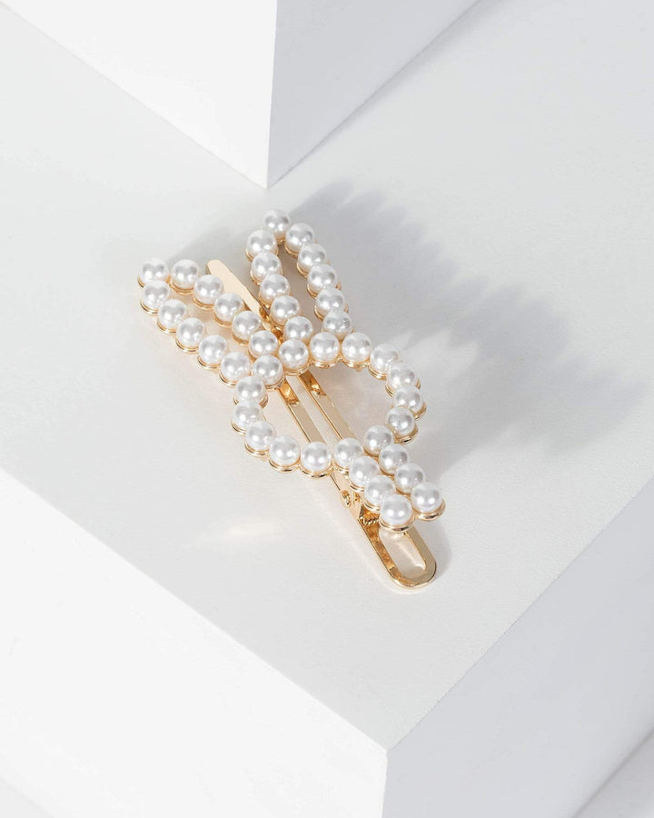 Gold Pearl Bunny Silhouette Hair Slide | Accessories
