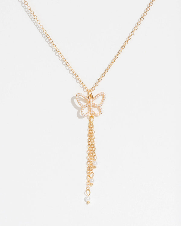 Colette by Colette Hayman Gold Pearl Butterfly Necklace