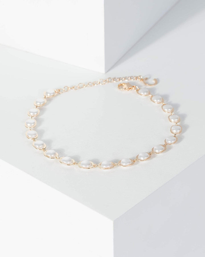 Gold Pearl Chain Fine Anklet | Anklet