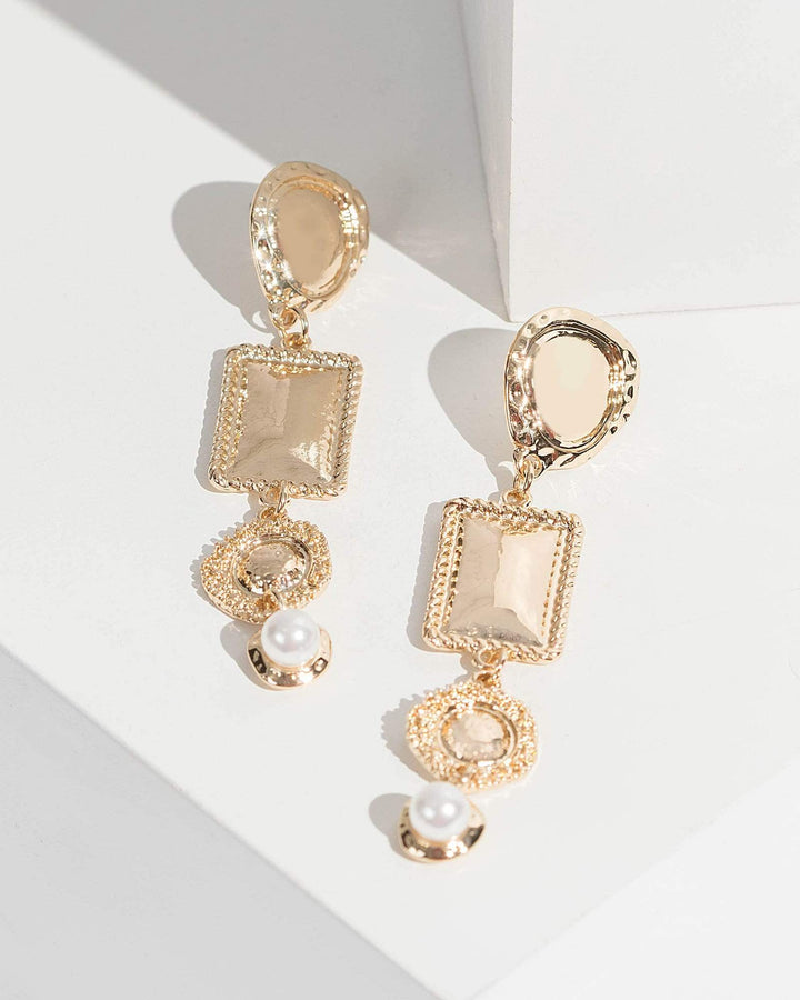 Gold Pearl End Drop Earrings | Earrings
