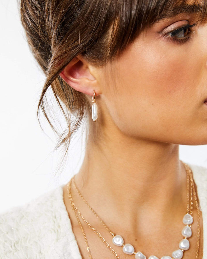 Gold Pearl Mini Hoop Earrings | Earrings