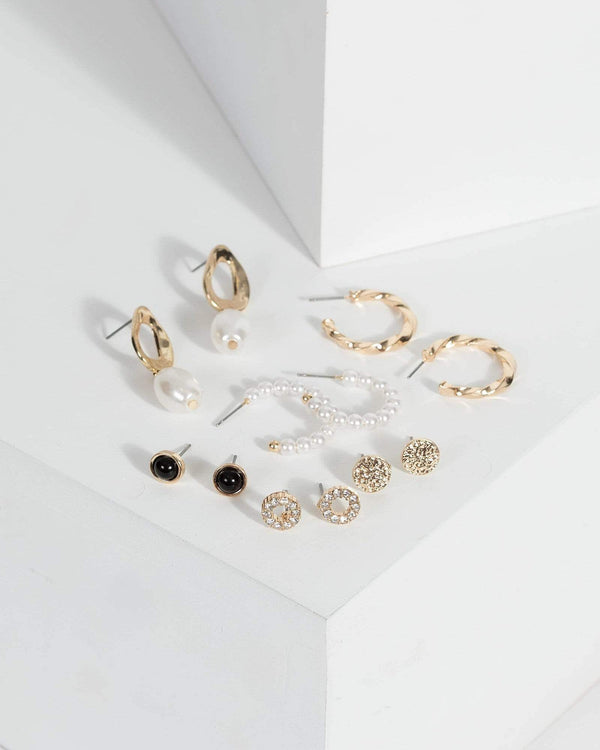 Gold Pearl Organic Multi Earrings | Earrings