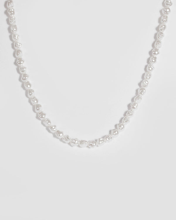 Gold Pearl Oval Chain Necklace | Necklaces