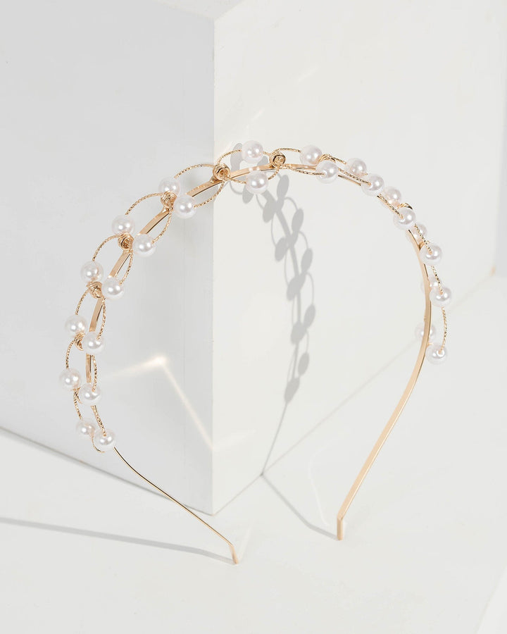 Gold Pearl Ring Detail Headband | Hair Accessories