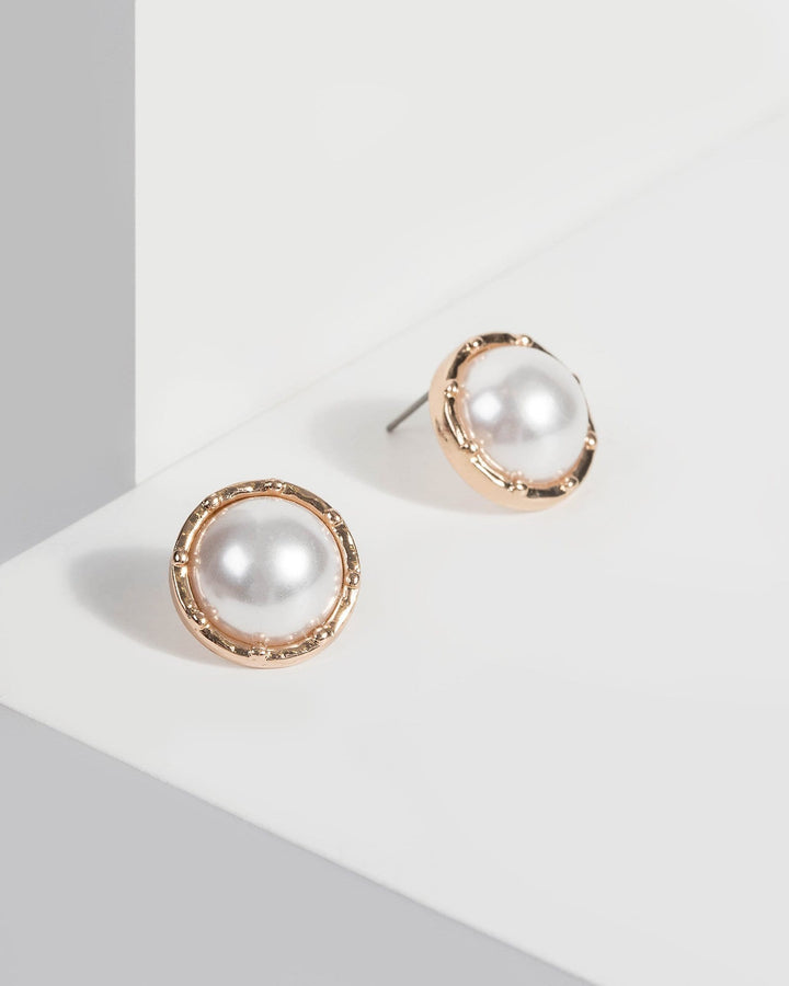 Gold Pearl Stud Earrings | Earrings