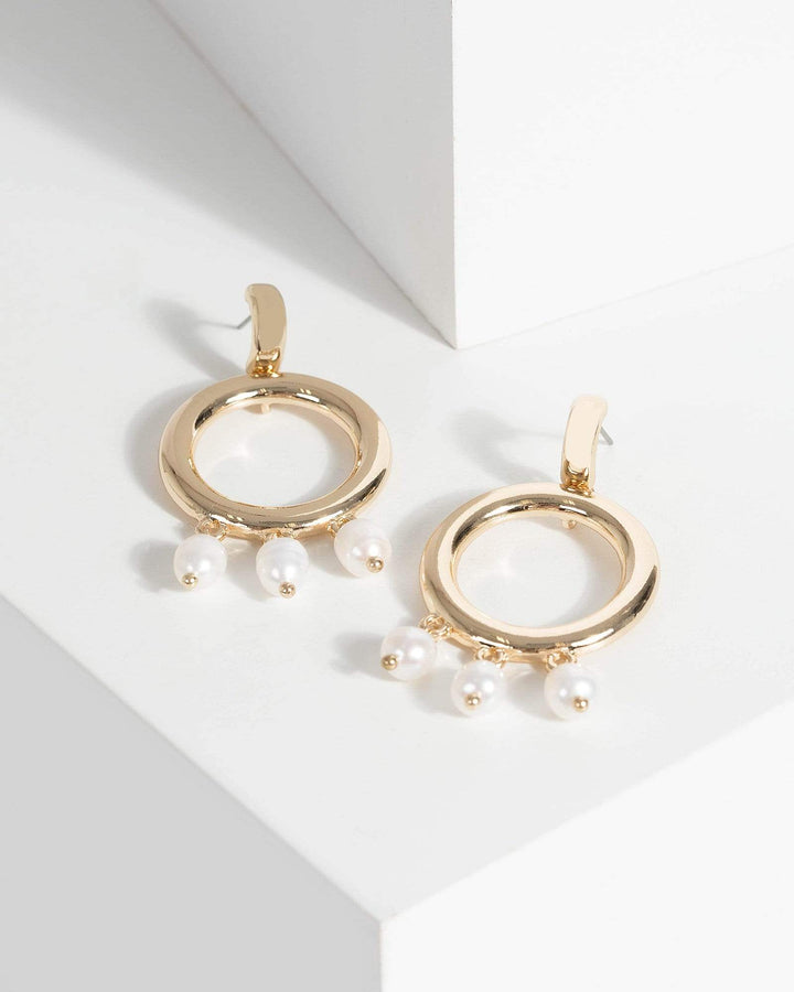 Gold Pearl Tassel Ring Drop Earrings | Earrings