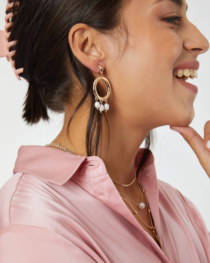 Gold Pearl Tassel Ring Drop Earrings | Earrings