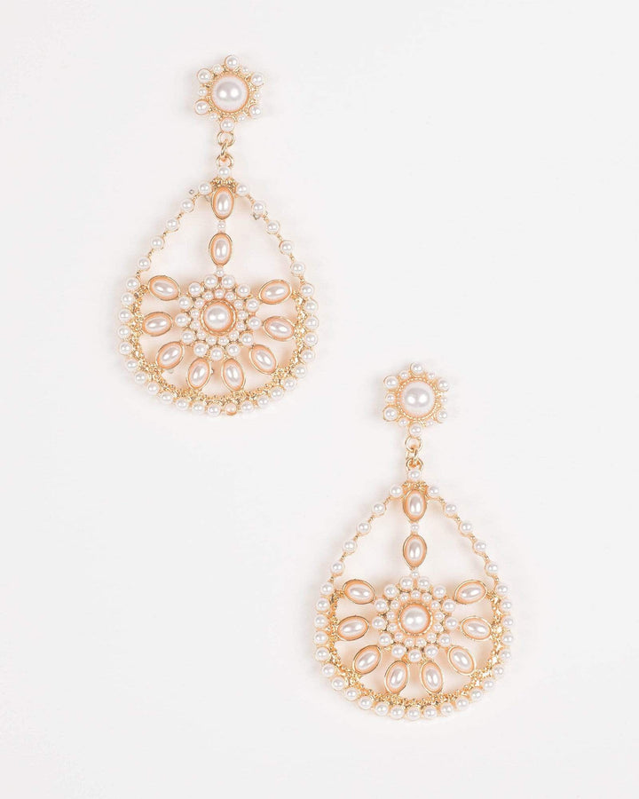 Gold Pearl Teardrop Stud Earrings | Earrings