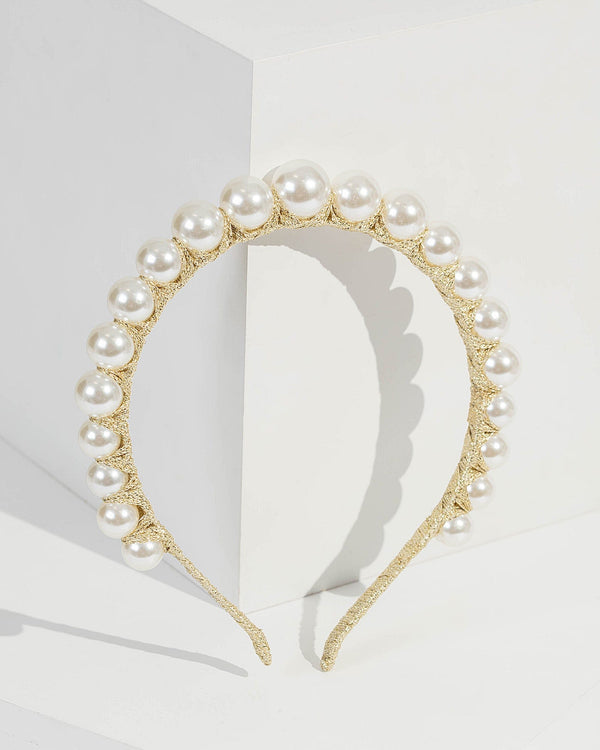 Gold Pearl Wrapped Headband | Hair Accessories