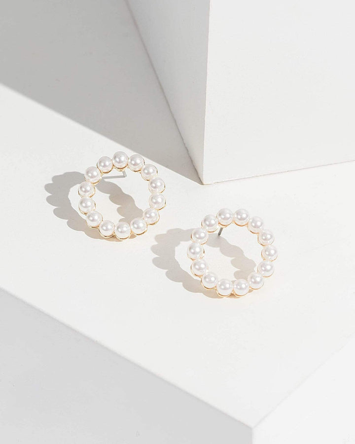 Gold Perfect Circle Pearls Earrings | Earrings