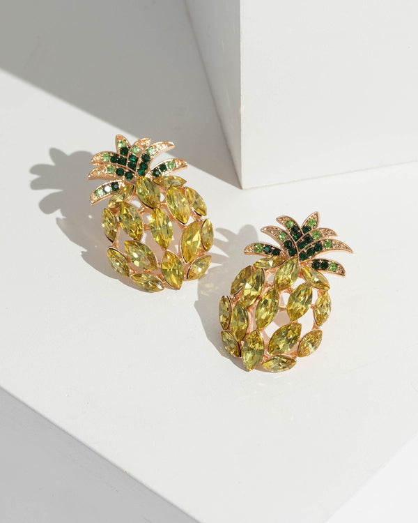 Gold Pineapple Statement Earrings | Earrings